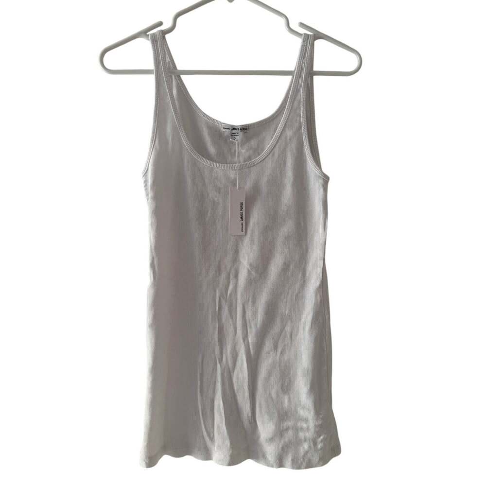 James Perse Tank Top White Ribbed Crewneck Cotton New Size Large New With Tags
